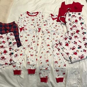 The Company Store Kids and Adult Pajama Set - Red and White Santa’s